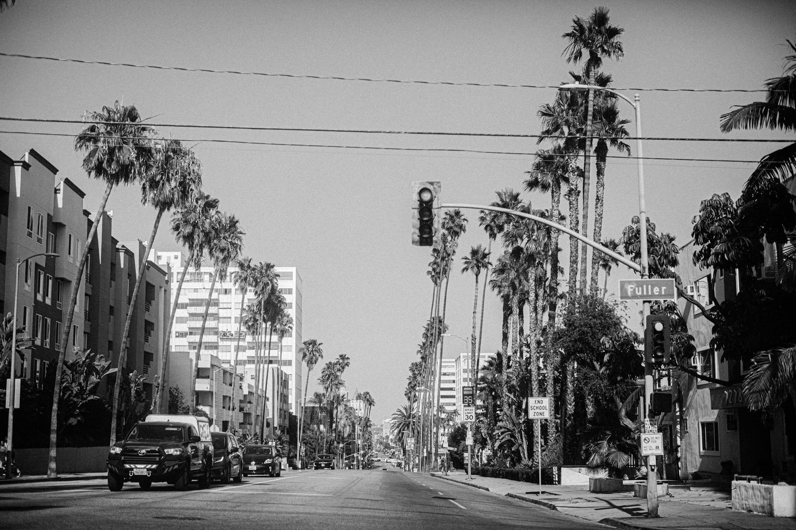 Old black and white photograph of a Los Angeles street